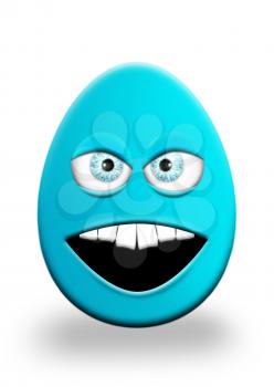 Easter Egg With Eyes and Mouth Feeling Angry 3D Illustration