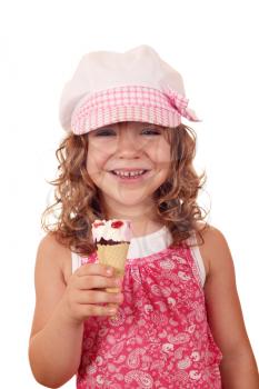 happy little girl with ice cream