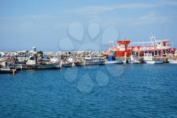 harbor with fishing boats greece
