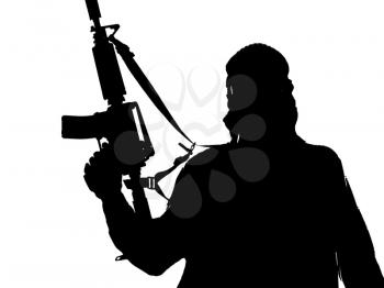 Silhouette of soldier with rifle 