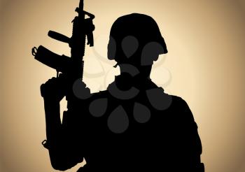 Vector illustration of an american soldier in military helmet