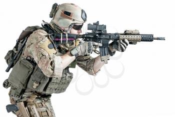 United States Army ranger with assault rifle