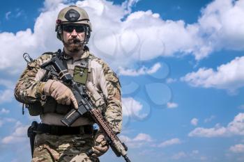 United States Army ranger with assault rifle