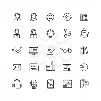 Support service, telemarketing, contact us vector line icons. Support contact, support icon, support help illustration