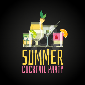 Cocktail party poster. Cocktail summer party invitation vector