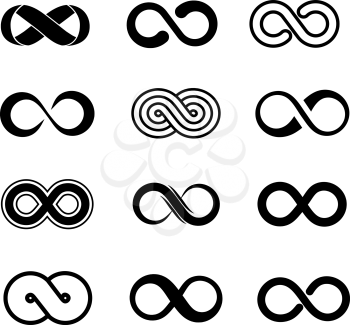 Infinity symbol vector set. Infinity sign, endless infinity, loop infinity illustration