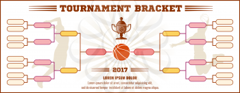 Basketball tournament bracket vector mockup. Infographic bracket sport basketball, template tournament chart basketball illustration