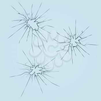 Crushed broken glass vector set. Frame destruction glass, cracked aperture glass detail illustration