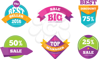 Discount tags banners and stickers vector collection for digital marketing. Badge template for shopping business, special tag and label for promotion shopping illustration