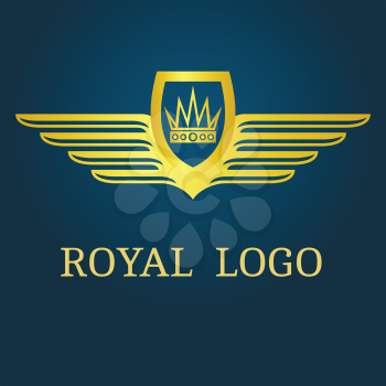 Royal logo. Crown with wings emblem vector