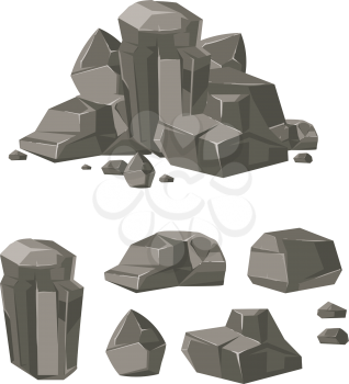 Cartoon rock boulder stone vector. Set of stone and boulder, illustration cartoon stone