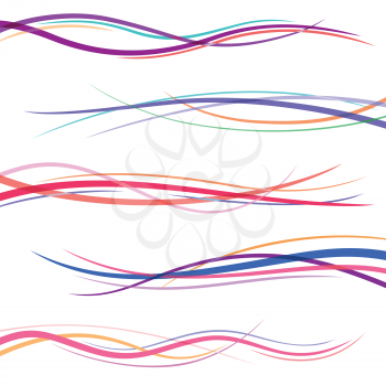 Abstract wave lines. Valentine and wedding cards vector dividers. Colored wave graphic line illustration