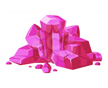 Pink vector crystals white background for mobile games apps. Stone element collection illustration