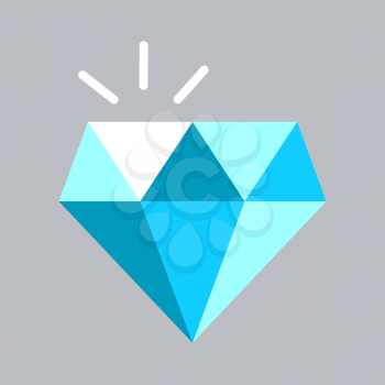 Shining blue diamond vector icon. Jewelry luxury gem symbol illustration