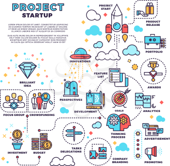 Startup, business project, product management, finance plan vector concept background. Management finance project, illustration of start new project