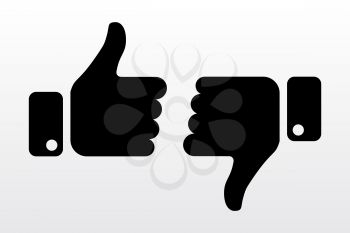 Thumbs up and down, like dislike icons for social network. Finger hands for soicial media. Vector illustration