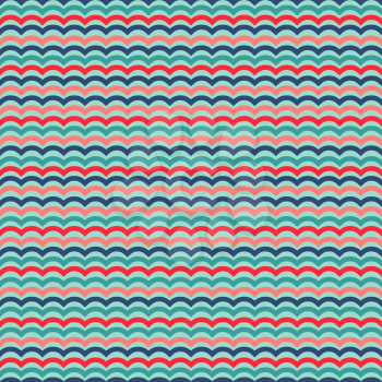 Waves seamless pattern in retro colors. Graphic art backdrop and color background. Vector illustration