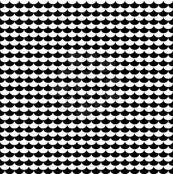 Scales seamless pattern in black and white. Texture background with abstract graphic, vector illustration