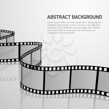 Vector cinema movie background with retro film strip roll. Negative film strip for cinema, illustration of concept banner fo cinematography and cinema