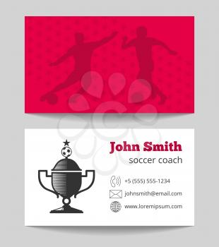 Soccer club business card template. Football concept game. Vector illustration