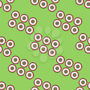 Sushi sets vector seamless pattern green. Background with oriental seafood illustration