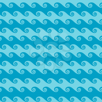 Seamless sea wave vector abstract pattern. Ocean water swirl waves illustration
