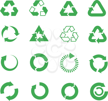 Recycle, raw materials vector icons set. Eco cycle nature illustration