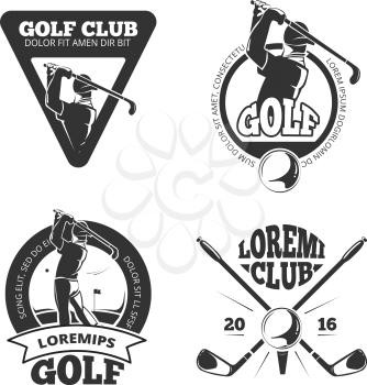 Vintage golf club vector labels, emblems, badges and logos. Sport tournament or competition illustration