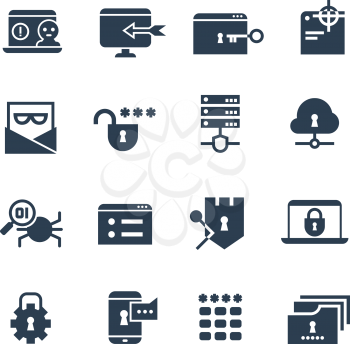 Business security system, web protection vector icons. Digital security system, illustration of protection information