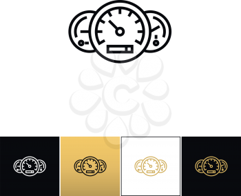 Speed line symbol or high progress linear vector icon. Speed line symbol or high progress linear program on black, white and gold background