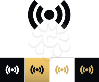 Wi-fi wireless signal spot symbol vector icon. Wi-fi wireless signal spot symbol program on black, white and gold background