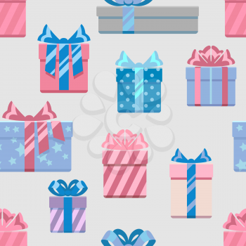 Gift boxes vector seamless pattern. Background for celebration birthday illustration