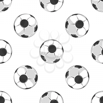 Soccer balls seamless pattern in black and white. Football or soccer game. Vector illustration