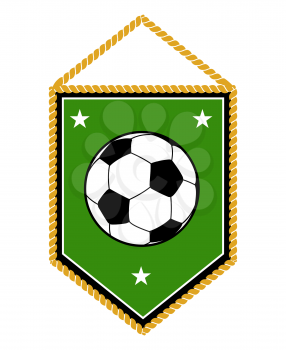 Green soccer pennant isolated on white background. Football banner vector illustration