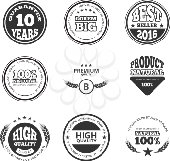 High quality, premium, guarantee vintage vector wax seals labels, badges and logos. Warranty banner and sticker best seller illustration