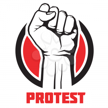 Protest, rebel vector revolution art poster background. Symbol fist for revolution and strike illustration