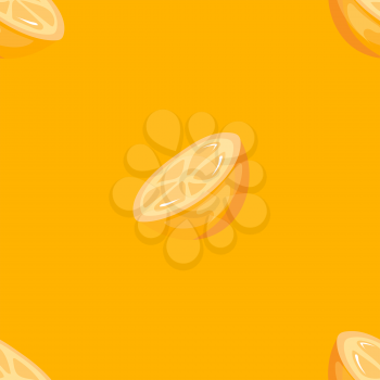 Vector bright orange seamless pattern. Citrus background with fruit illustration