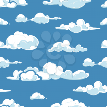 Vector clouds weather seamless pattern. Background blue sky illustration