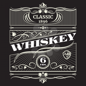 Vintage antique american whiskey vector. Label for classic sexennial whiskey illustration