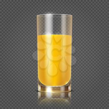 Orange juice in glass vector illustration. Useful drink in glossy tableware