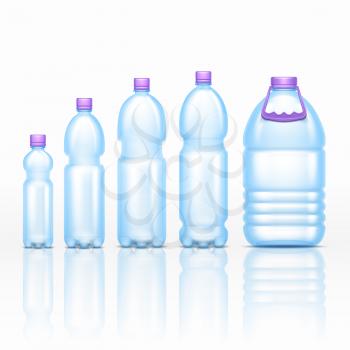 Realistic plastic drink bottles mockups isolated on white background vector set. Transparent of bottled template illustration