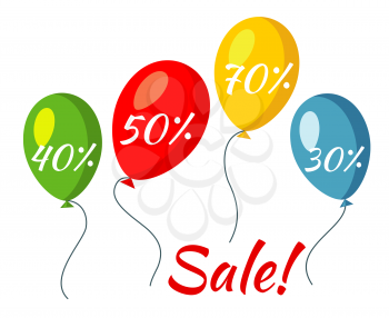 Sale colorful baloons vector illustration. Discount and promotion for retail