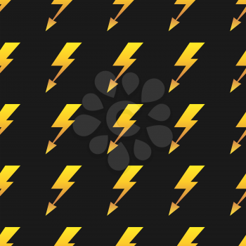 Yellow lightnings black. Vector background seamless pattern ilustration