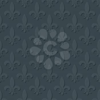 Gray fleur de lis royal lily seamless pattern. Background or wallpaper design illustration
