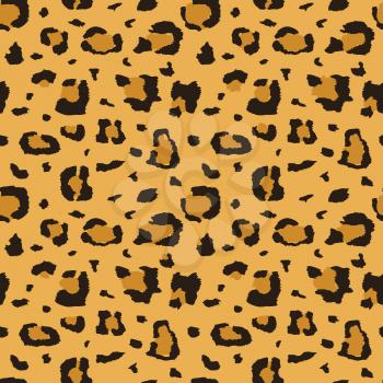 African cheetah, leopard fur vector seamless texture, fabric print. Wild african animals skin, illustration of leopard skin pattern