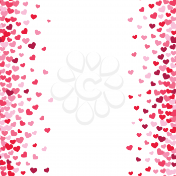 Lovely romance valentine vector white backgrouns with pink and red heart borders. Valentines day card template