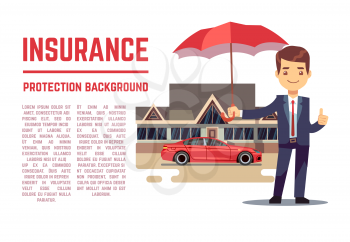 Insurance vector concept with insurance agent showing document, policy. Insurance banner illustration