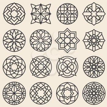 Arabesque ornaments. Vector star logo design template in arabic style. Arabesque element round flower, illustration of pattern frame arabesque