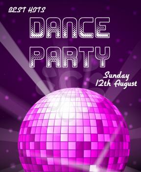 Dance disco party holiday vector event background or club invitation. Party disco dance banner, illustration of music party poster