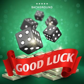 Casino dice gambling vector background. Good luck concept. Dice game gamble illustration banner